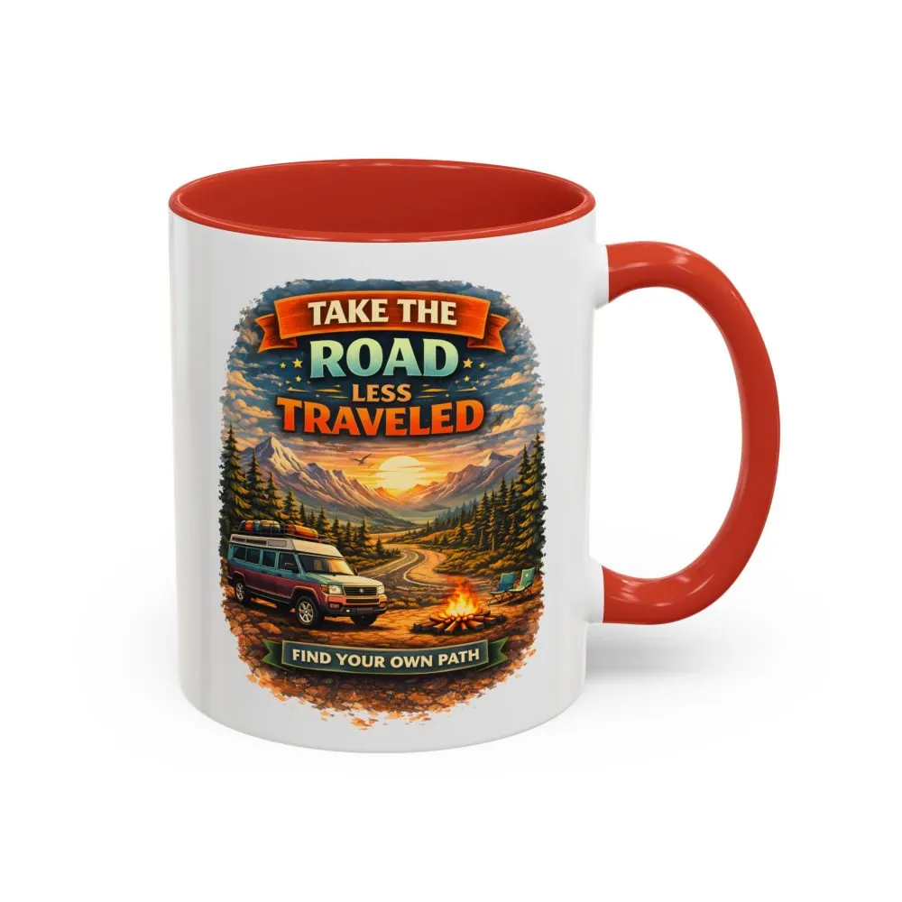 3889671741052916705_2048.jpeg Accent Coffee Mug (11, 15oz) — "Take The Road Less Traveled" Design Scenic-Line