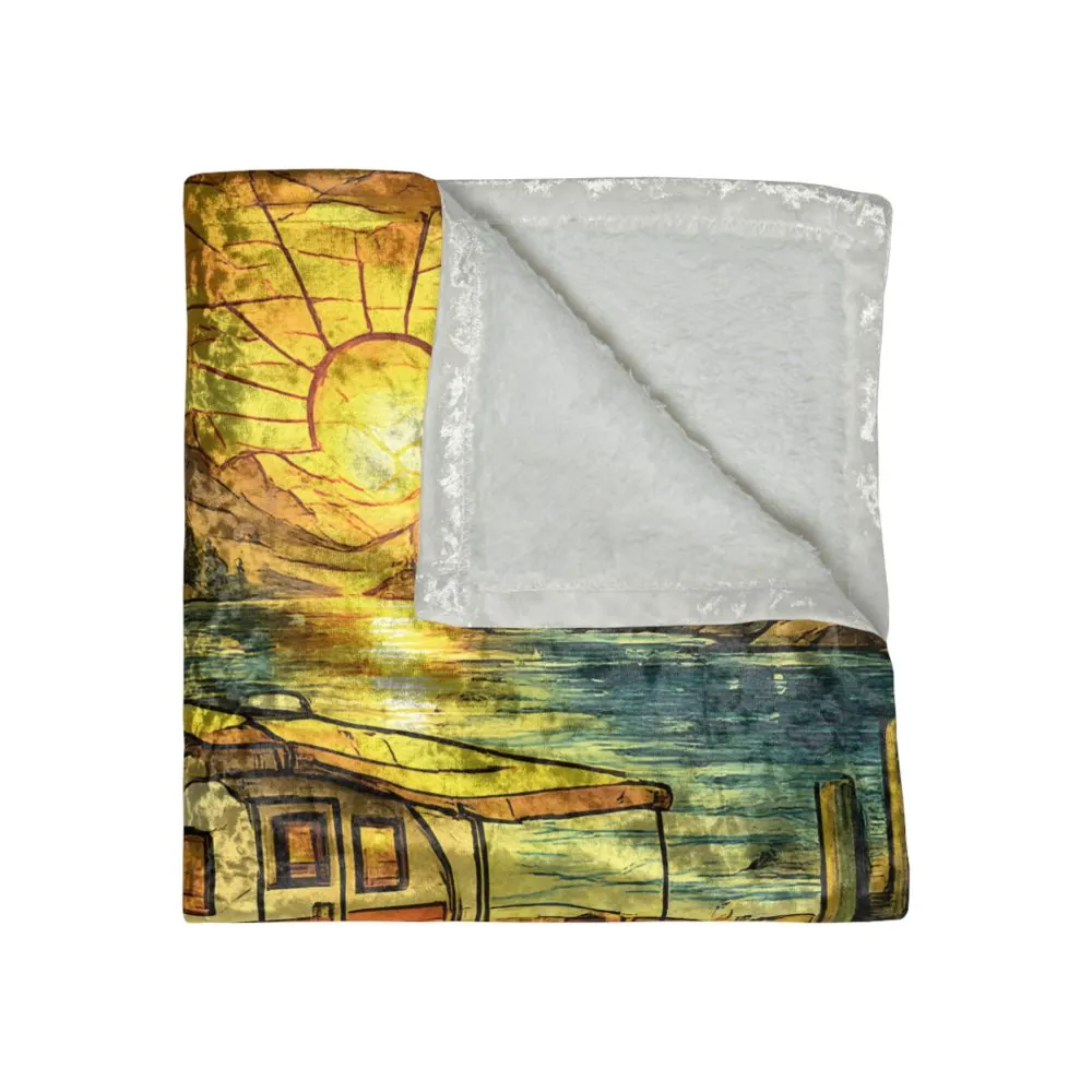 3907179272235897916_2048.jpeg Crushed Velvet Blanket —"Find Peace In Wild Places" Design Cubic-Line (Campervan)