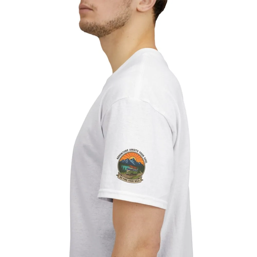 3908928536423043019_2048.jpeg Unisex Heavy Cotton Tee — “Adventure Awaits Your Soul: Go Find Your Wild” Van & Mountain Graphic