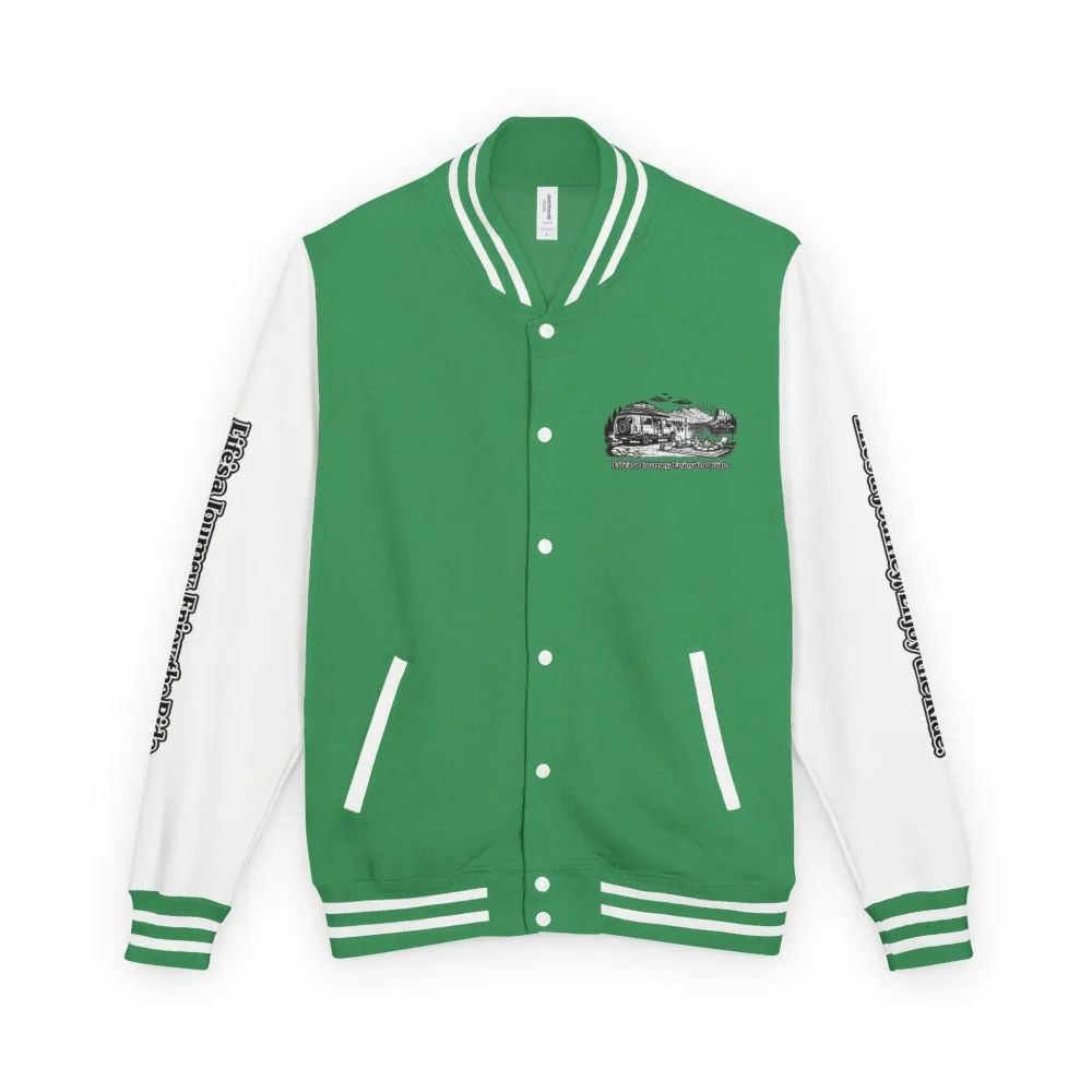 Unisex Heavyweight Letterman Jacket — "Lifes A Journey,Enjoy The Ride" Travel Varsity Coat