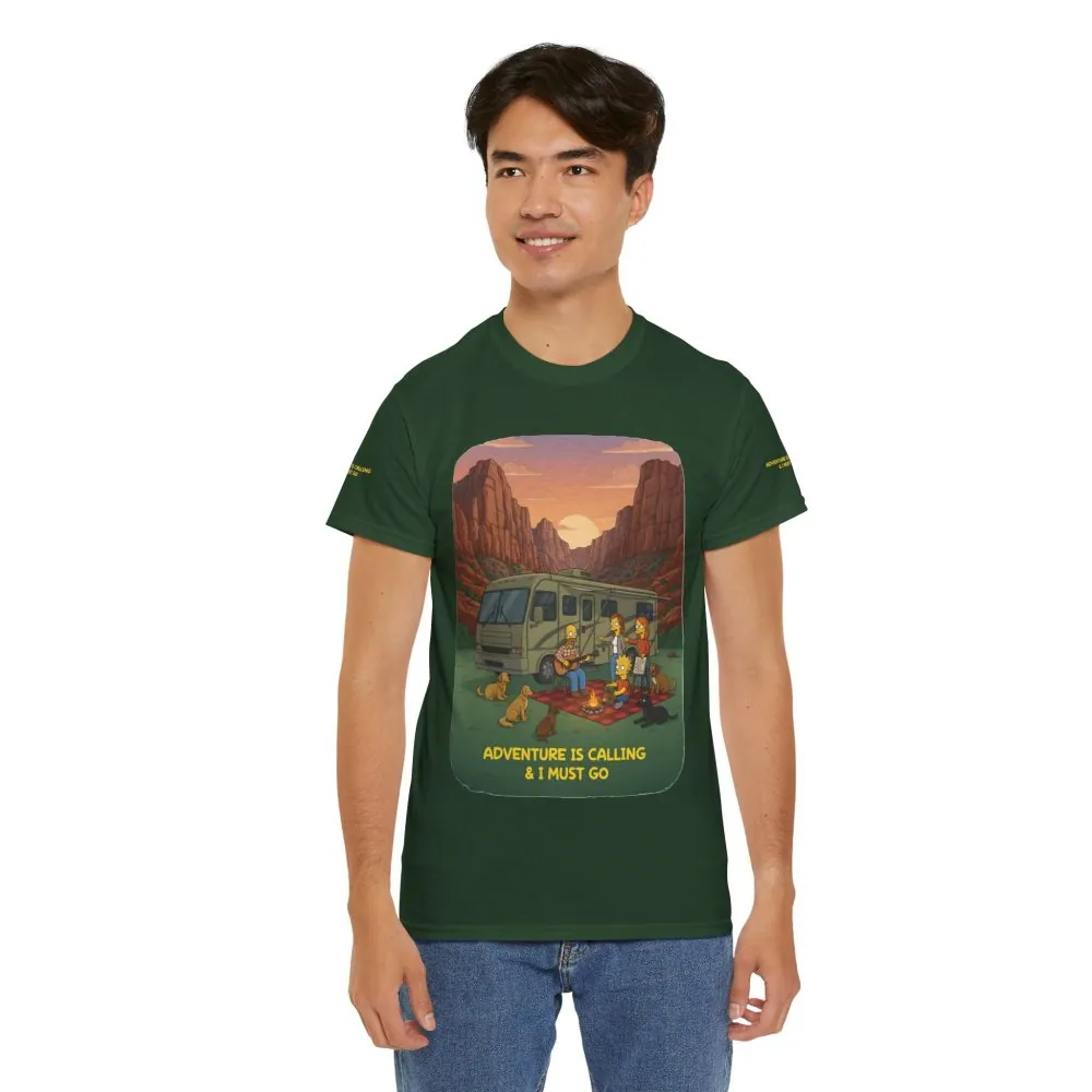 392875584744245012_2048.jpeg Unisex Heavy Cotton Tee — "Adventure Is Calling-I Must Go" Design Sitcom-Line