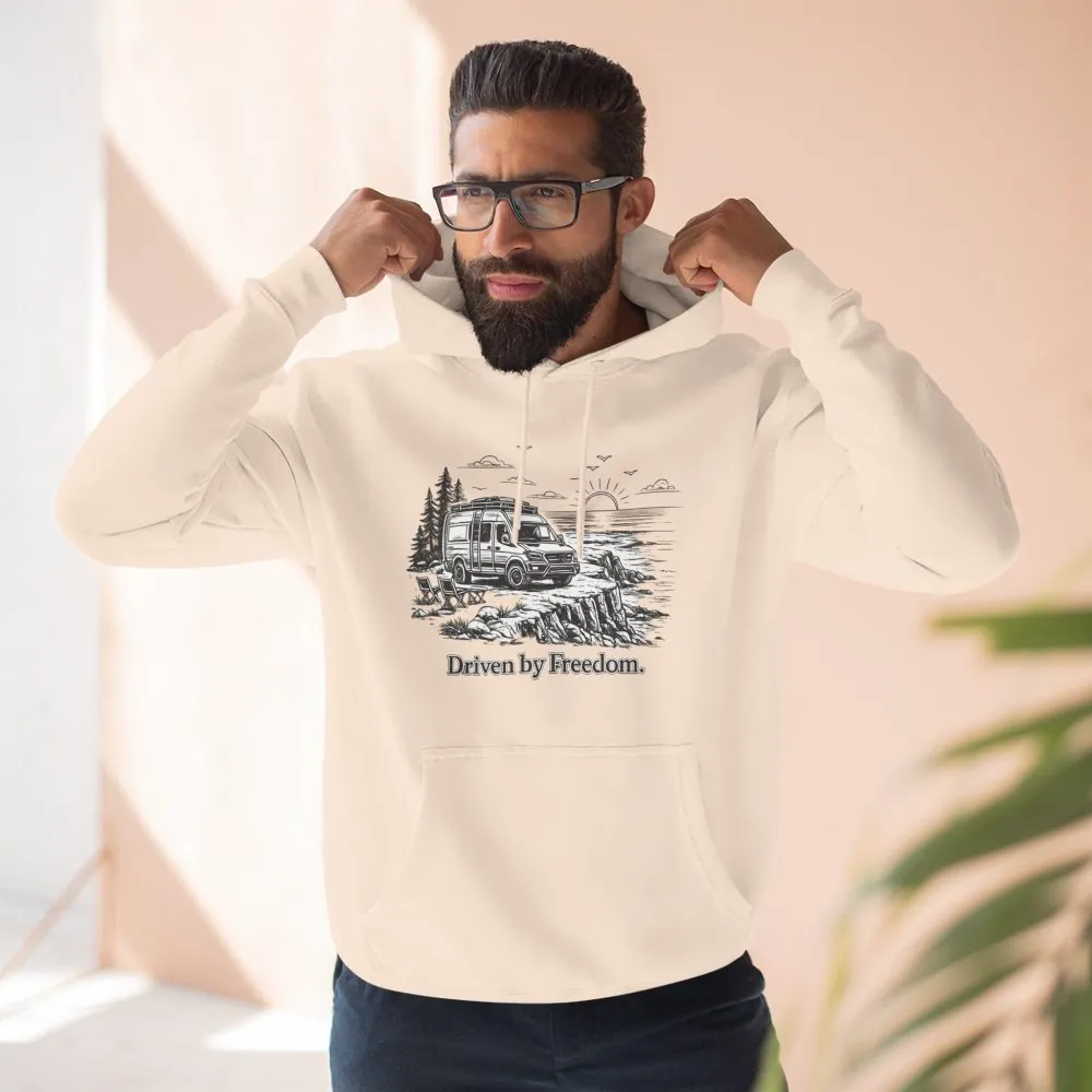3928980005412500720_2048.jpeg Three-Panel Fleece Hoodie - "Driven By Freedom" Design Minimal-Line