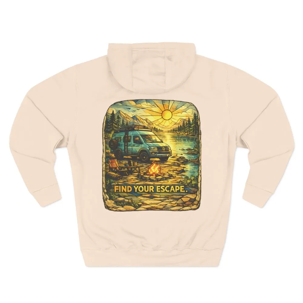 3941273286408240416_2048.jpeg Three-Panel Fleece Hoodie - "Find Your Escape" Design Cubic-Line