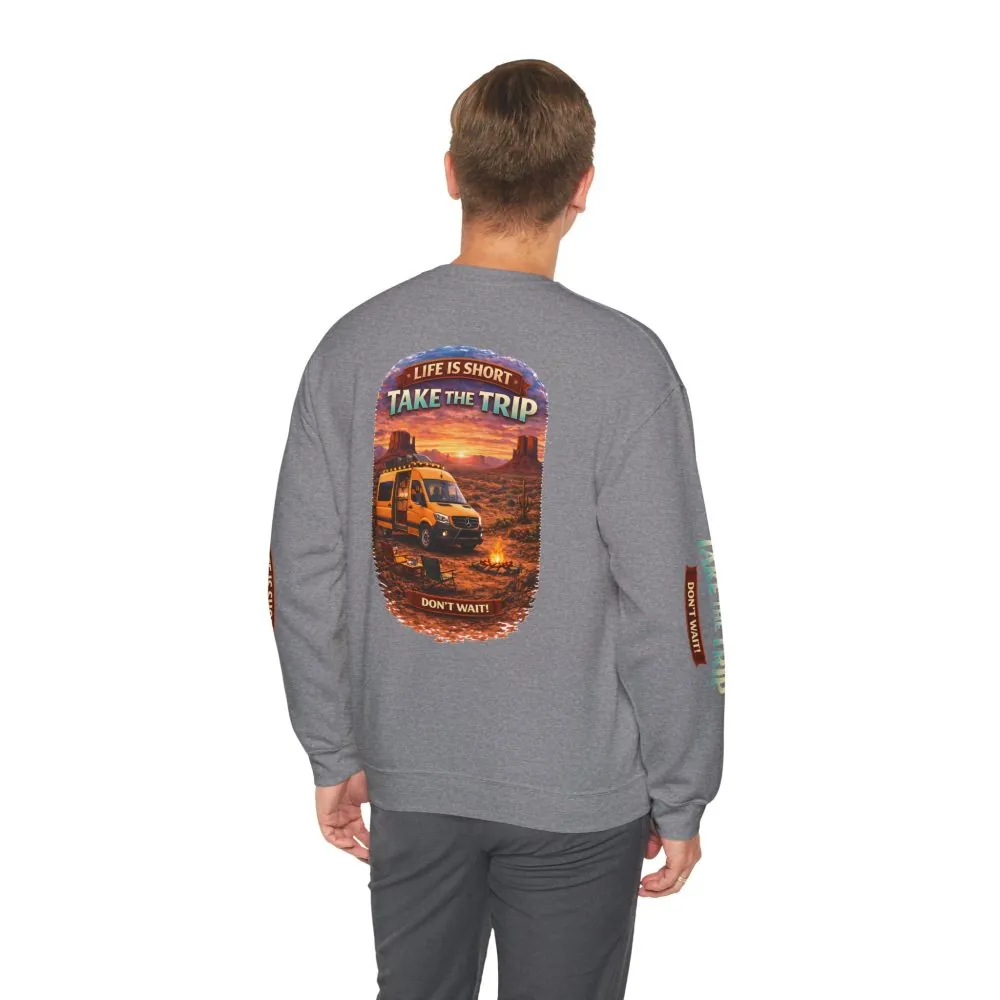 3941532968735271550_2048.jpeg Unisex Heavy Blend™ Crewneck Sweatshirt — "Live Is Short Take The Trip" Design Scenic-Line