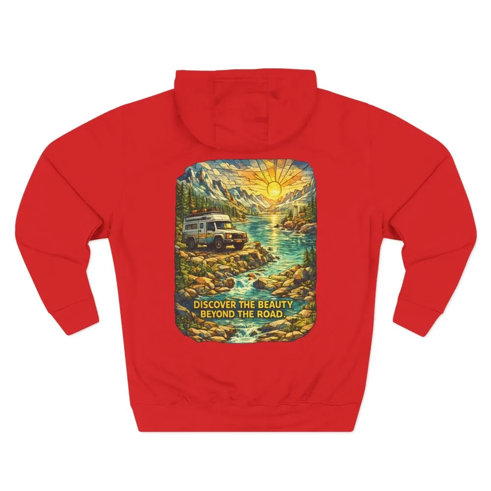 3941566446397802808_2048.jpeg Three-Panel Fleece Hoodie - "Discover The Bieuty Beyond The Road" Design Cubic-Line