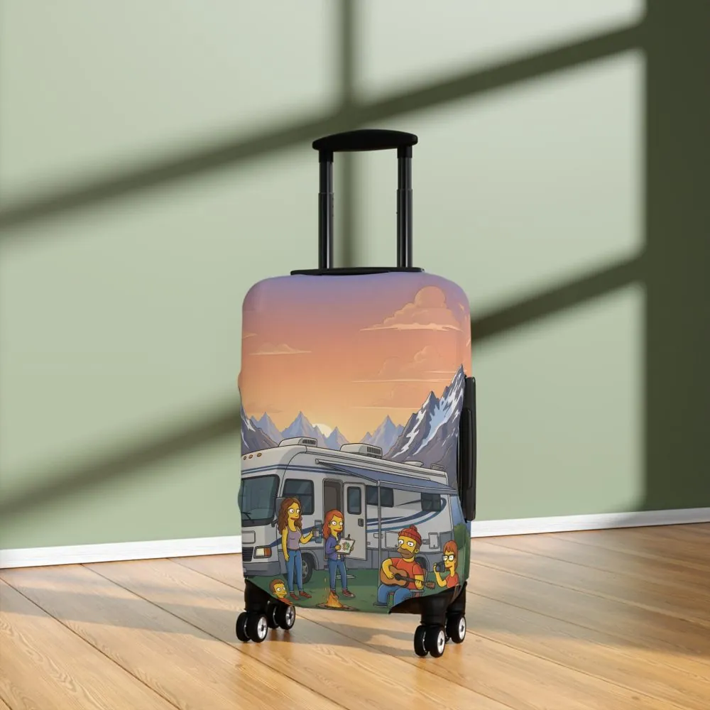 Luggage Cover — Adventure Camper Sketch Travel Suitcase(Design Sitcom-Line)