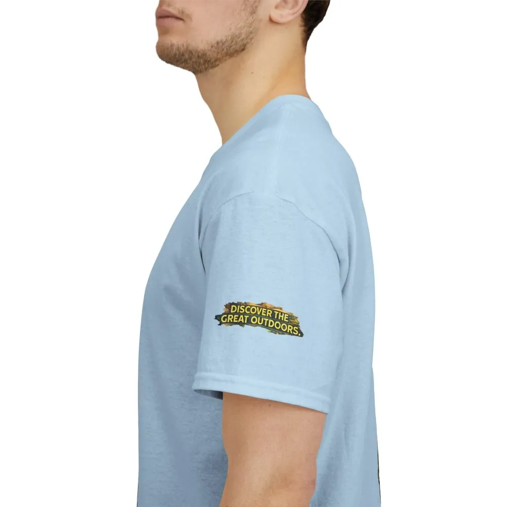 394710204793200182_2048.jpeg Unisex Heavy Cotton Tee — "Discover The Great Outdoors" Design Cubic-Line