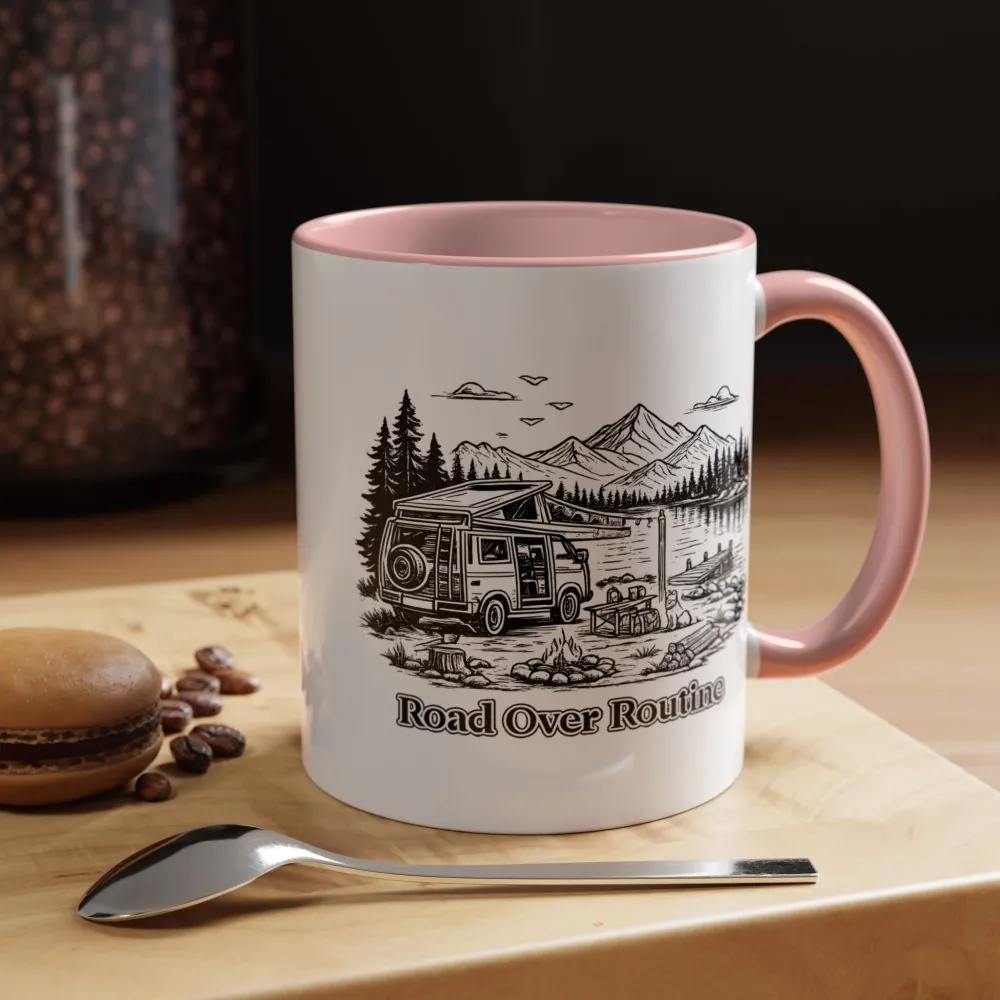 3960737176952010297_2048.jpeg Accent Coffee Mug (11, 15oz) — "Road Over Routine" Design Minimal-Line