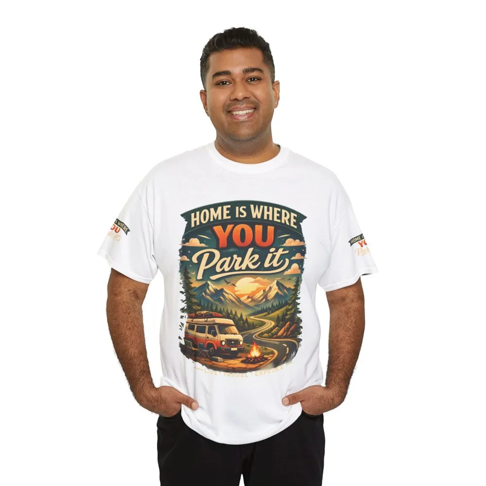 3961389884160460241_2048.jpeg Unisex Heavy Cotton Tee — "Hom Is Where You Park It" Design Scenic-Line