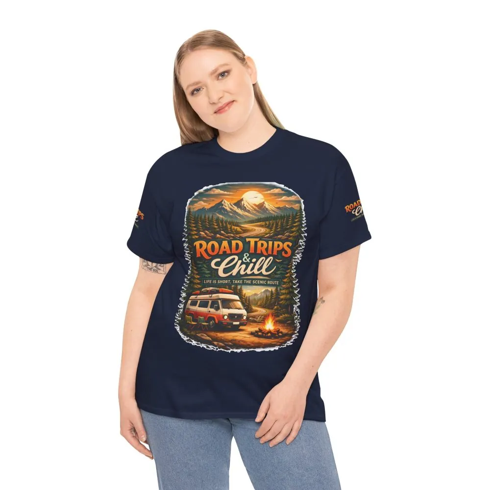 3962758569481345213_2048.jpeg Unisex Heavy Cotton Tee — "Road Trips & Chill" Design Scenic-Line