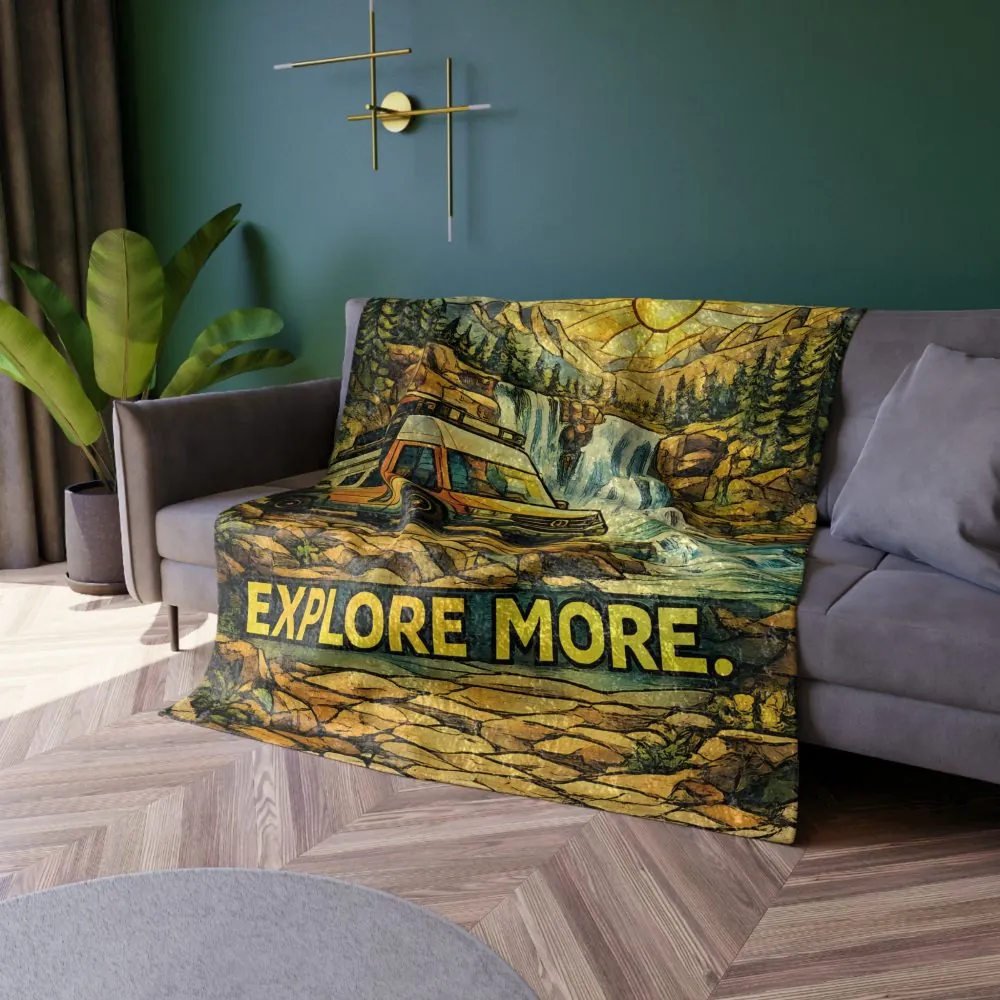 3966162176437626257_2048.jpeg Crushed Velvet Blanket —"Explore More" Design Cubic-Line (Campervan)