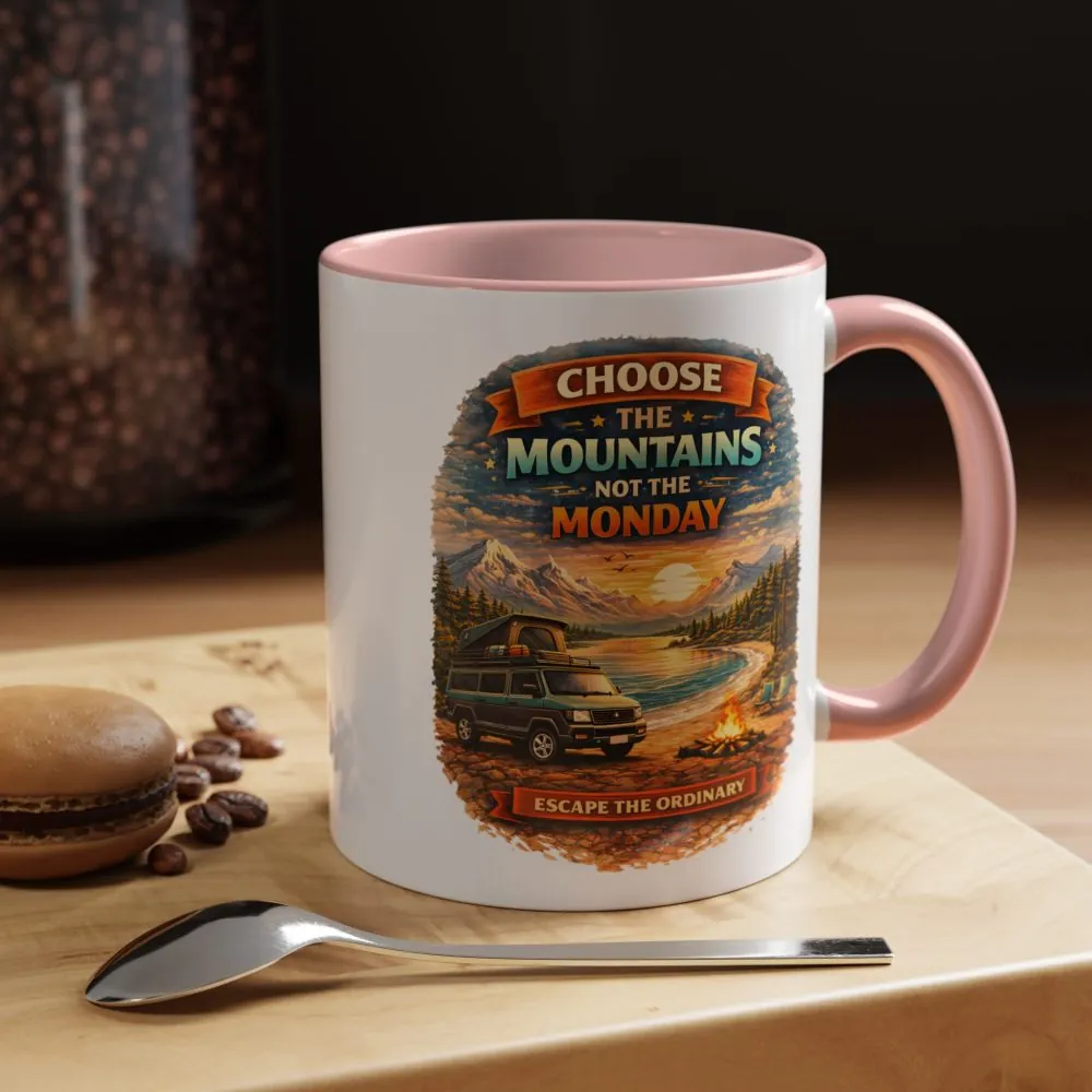 Accent Coffee Mug (11, 15oz) — "Choose The Mountens" Design Scenic-Line