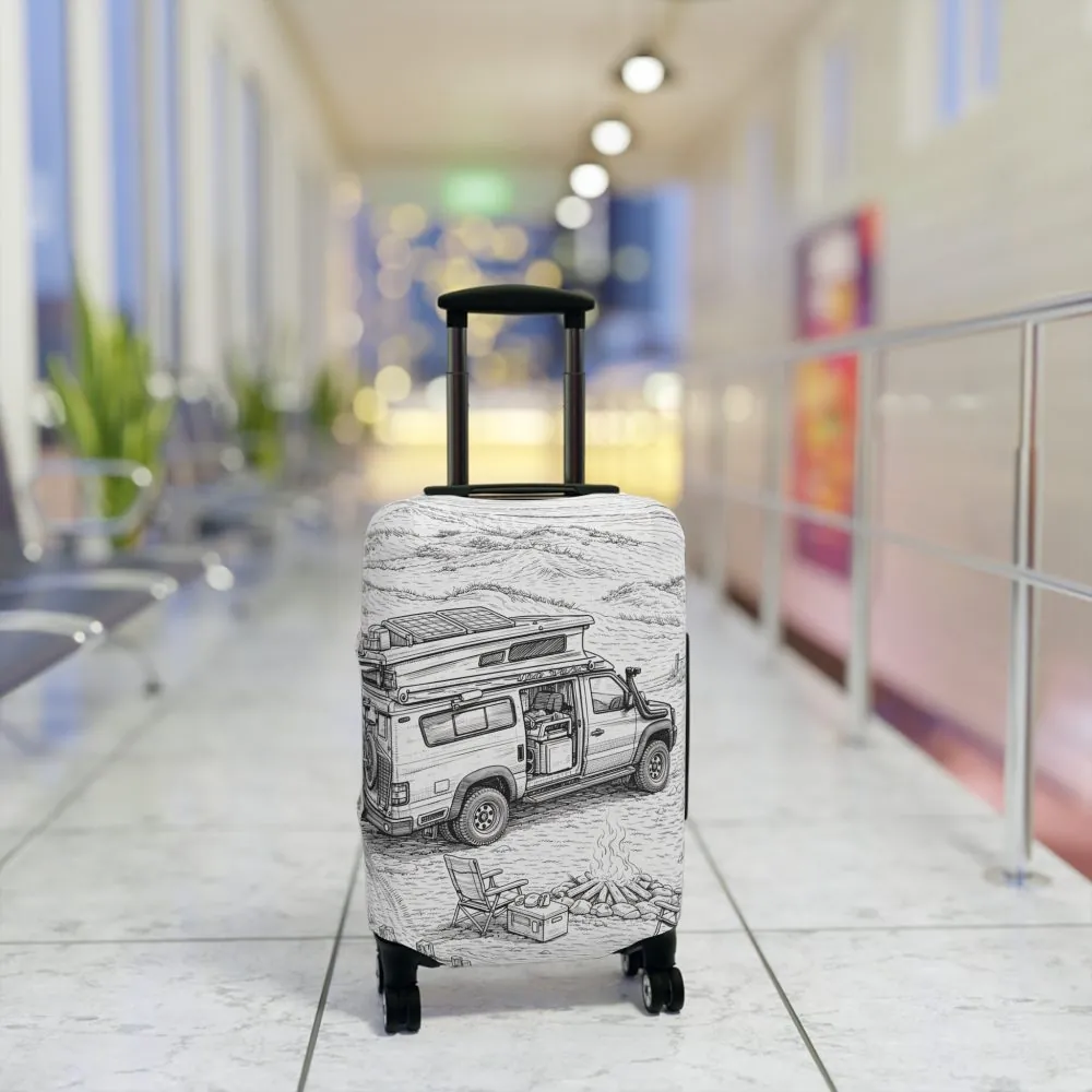 Luggage Cover — Adventure Camper Sketch Travel Suitcase