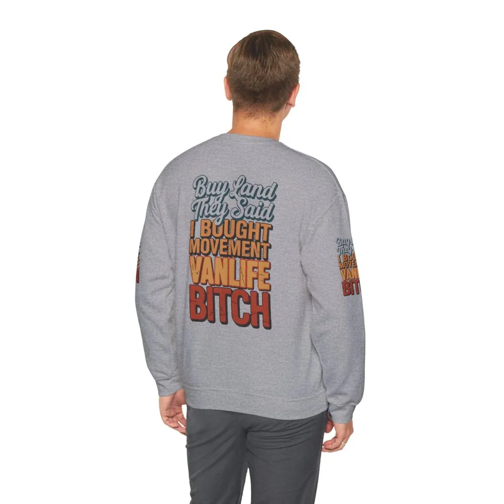 3983889668877139995_2048.jpeg Unisex Heavy Blend™ Crewneck Sweatshirt — "Buy Land They Said" Design F**K-Line