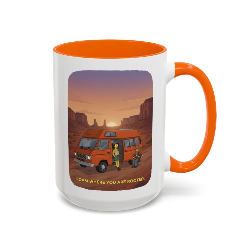 Accent Coffee Mug (11, 15oz) — "Roam Where You Are Rooted" Design Sitcom-Line