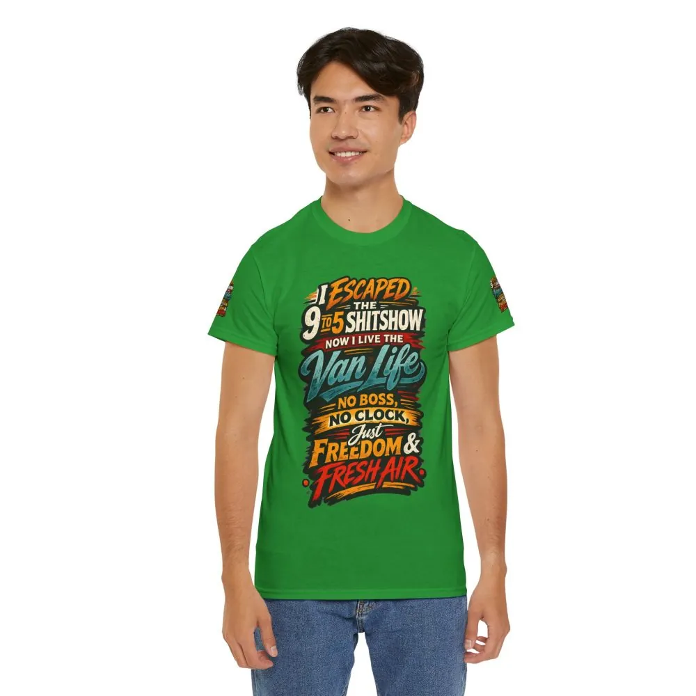Unisex Heavy Cotton Tee — "I Escaped The 9 To 5" Design F**K-Line