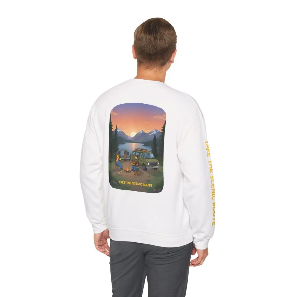 Unisex Heavy Blend™ Crewneck Sweatshirt — "Take The Scenic Route" Design Sitcom-Line