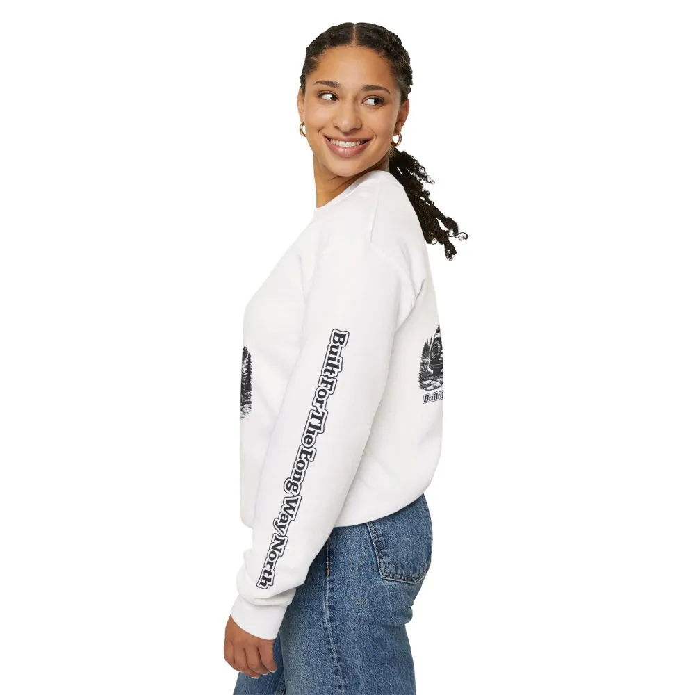 4002298511350137608_2048.jpeg Unisex Heavy Blend™ Crewneck Sweatshirt — "Built For The Long Way North" Design Minimal-Line