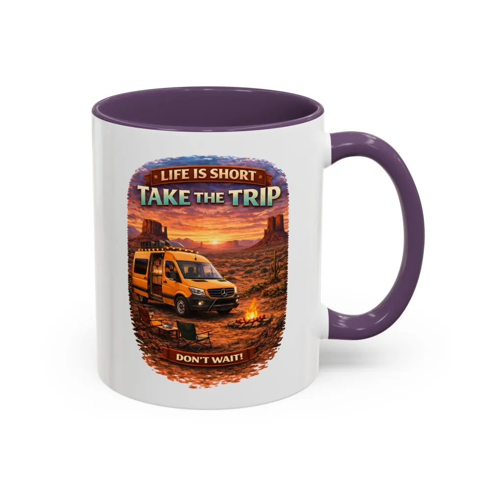 Accent Coffee Mug (11, 15oz) — "Live Is Short Take The Trip" Design Scenic-Line