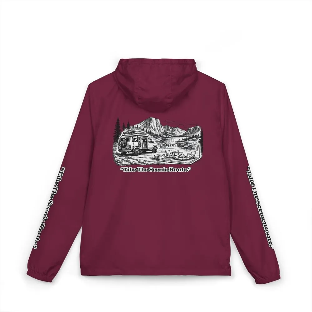 4026332983808327879_2048.jpeg Unisex Full-Zip Windbreaker Jacket — "Take The Scenic Route" (Design "Minimal-Line")