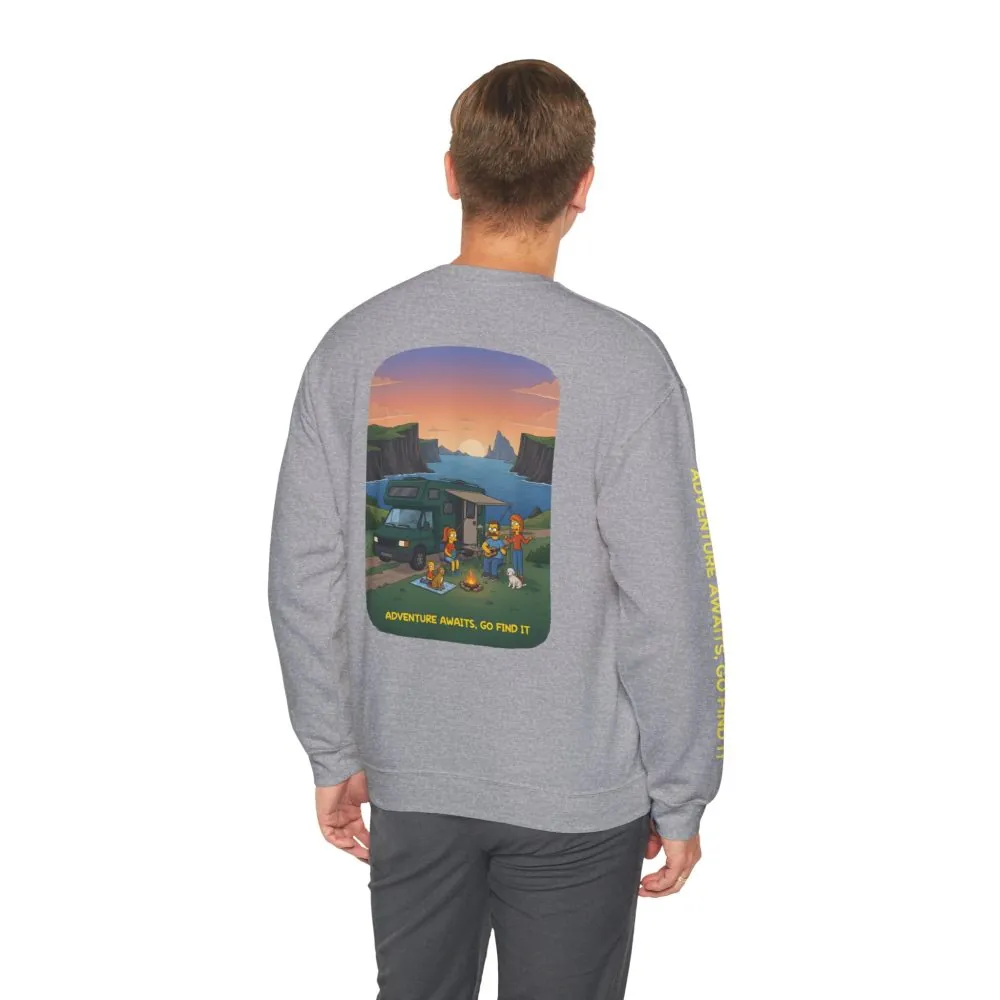 4050140070531992795_2048.jpeg Unisex Heavy Blend™ Crewneck Sweatshirt — "Adventure Awaits-Go Find It"" Design Sitcom-Line