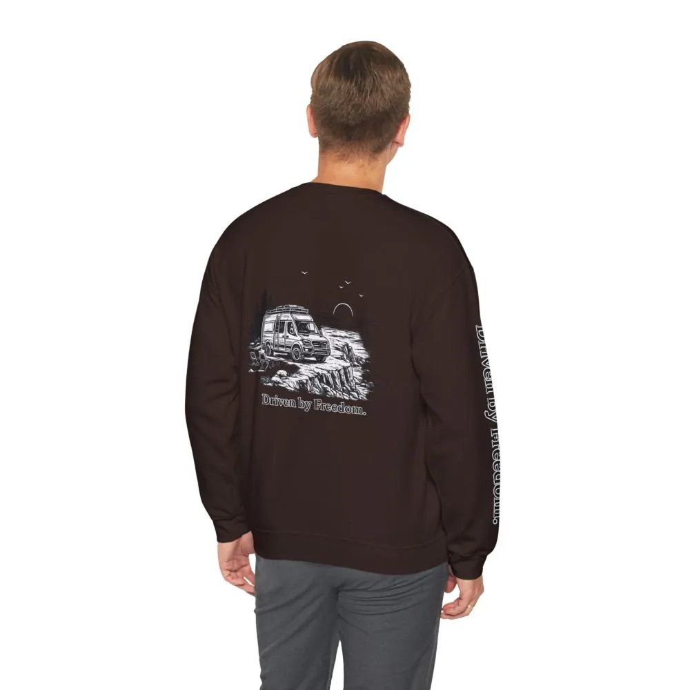 4054703416831346542_2048.jpeg Unisex Heavy Blend™ Crewneck Sweatshirt — "Driven By Freedom" Design Minimal-Line