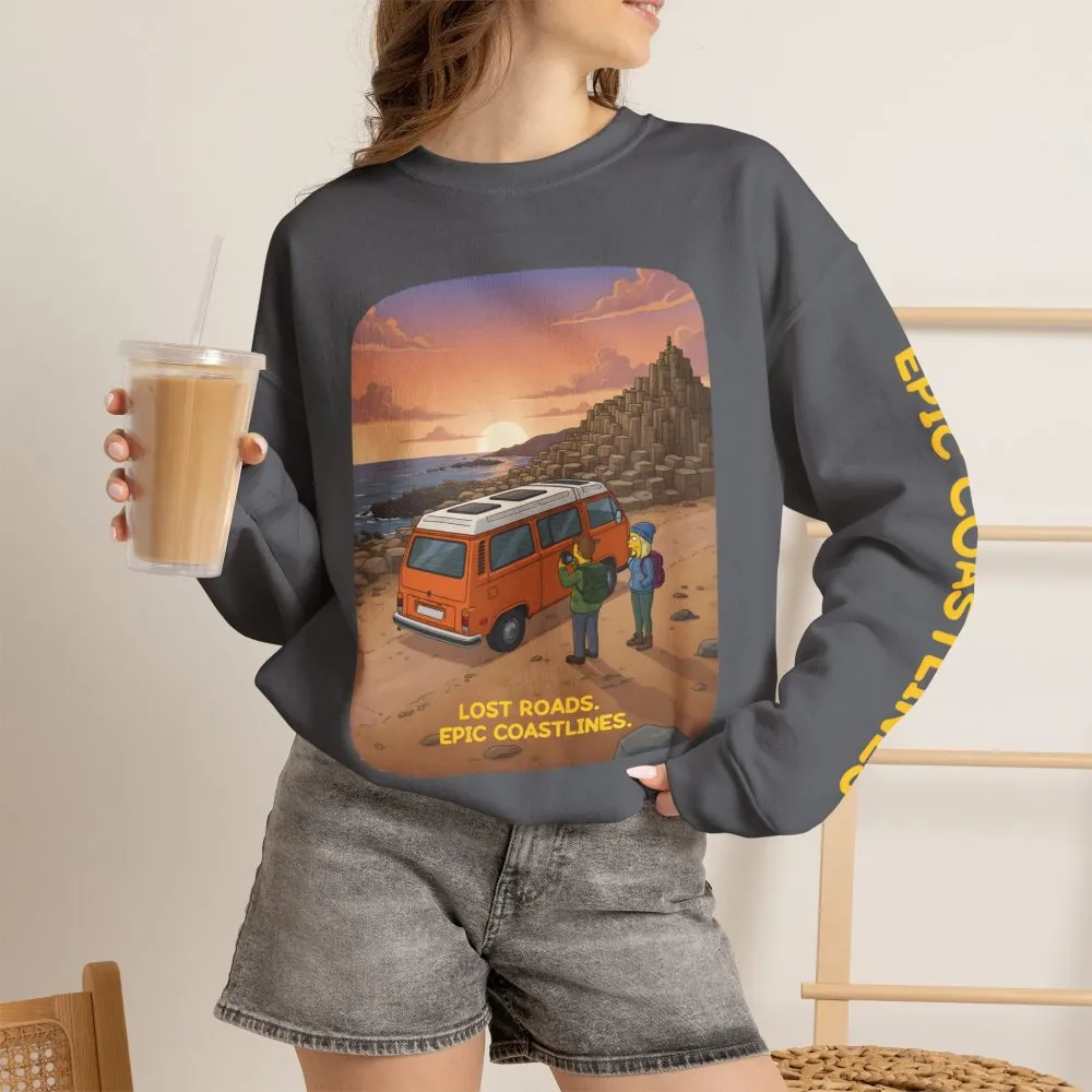 405891495931873525_2048.jpeg Unisex Heavy Blend™ Crewneck Sweatshirt — "Lost Roads Epic Coastlines" Design Sitcom-Line
