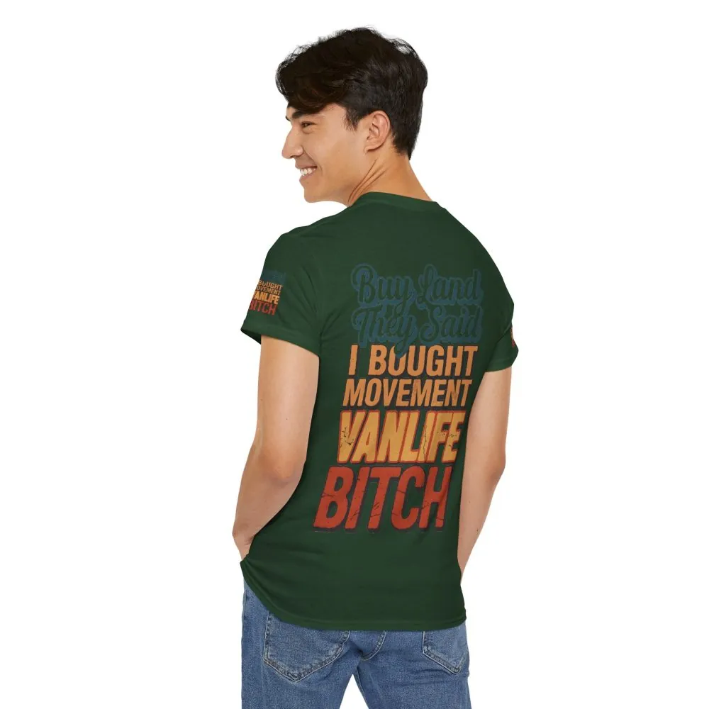 Unisex Heavy Cotton Tee — "Buy Land They Said" Design F**K-Line