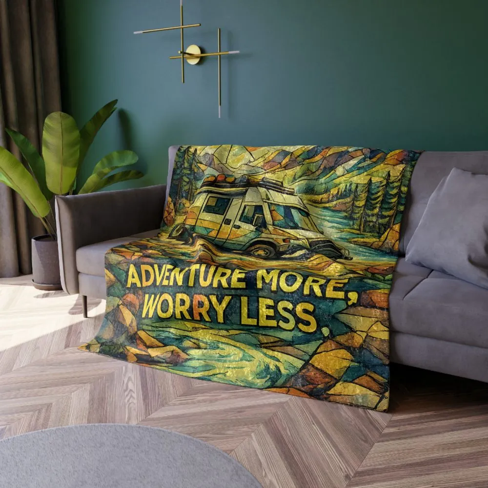 4073752446530385651_2048.jpeg Crushed Velvet Blanket —"Adventure More Worry Less" Design Cubic-Line (Campervan)