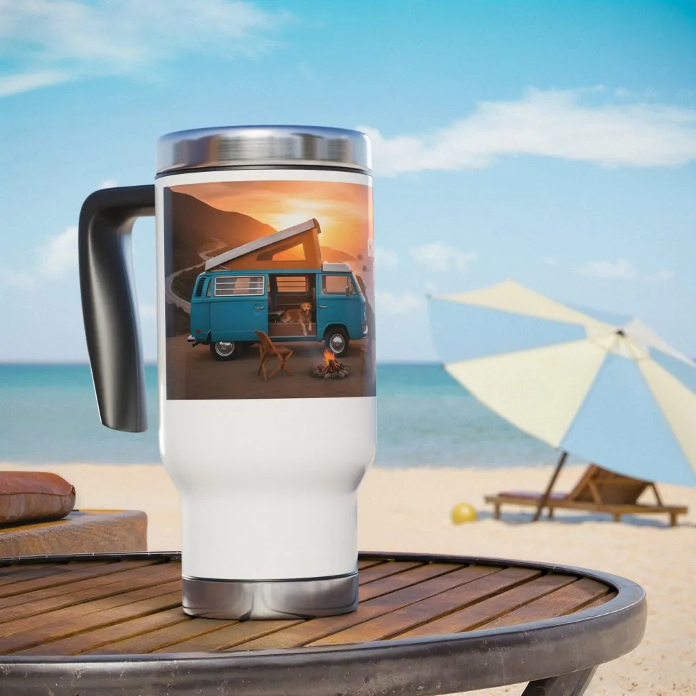 4092598615874016242_2048.jpeg Stainless Steel Travel Mug with Handle, 14oz — "Chase the Sun, Find Yourself"