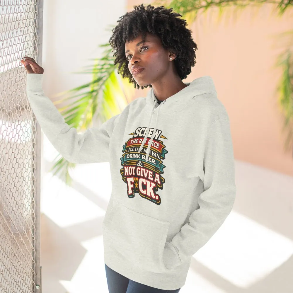Three-Panel Fleece Hoodie - "Screw The Rat Race" Design F**K-Line