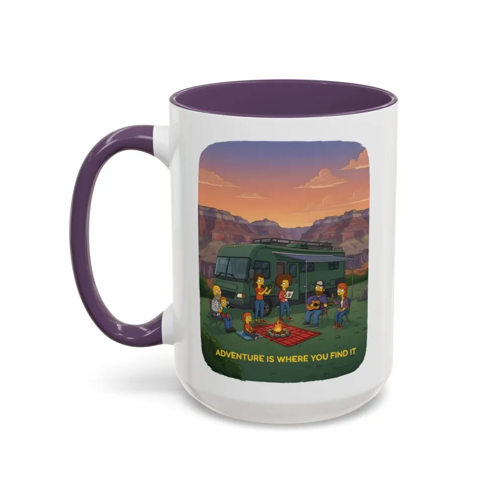 Accent Coffee Mug (11, 15oz) — "Adventure Is Where You Find It" Design Sitcom-Line