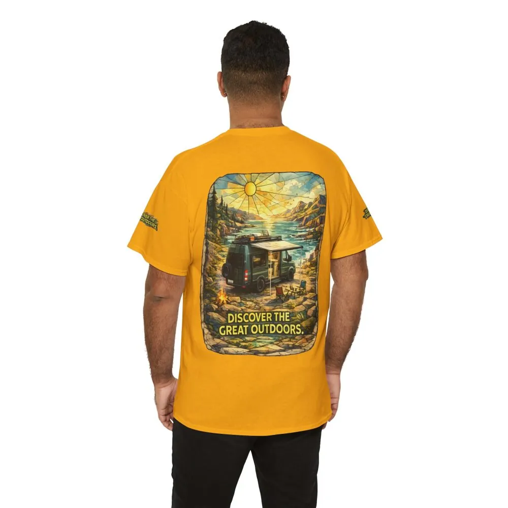 4102366089883803996_2048.jpeg Unisex Heavy Cotton Tee — "Discover The Great Outdoors" Design Cubic-Line