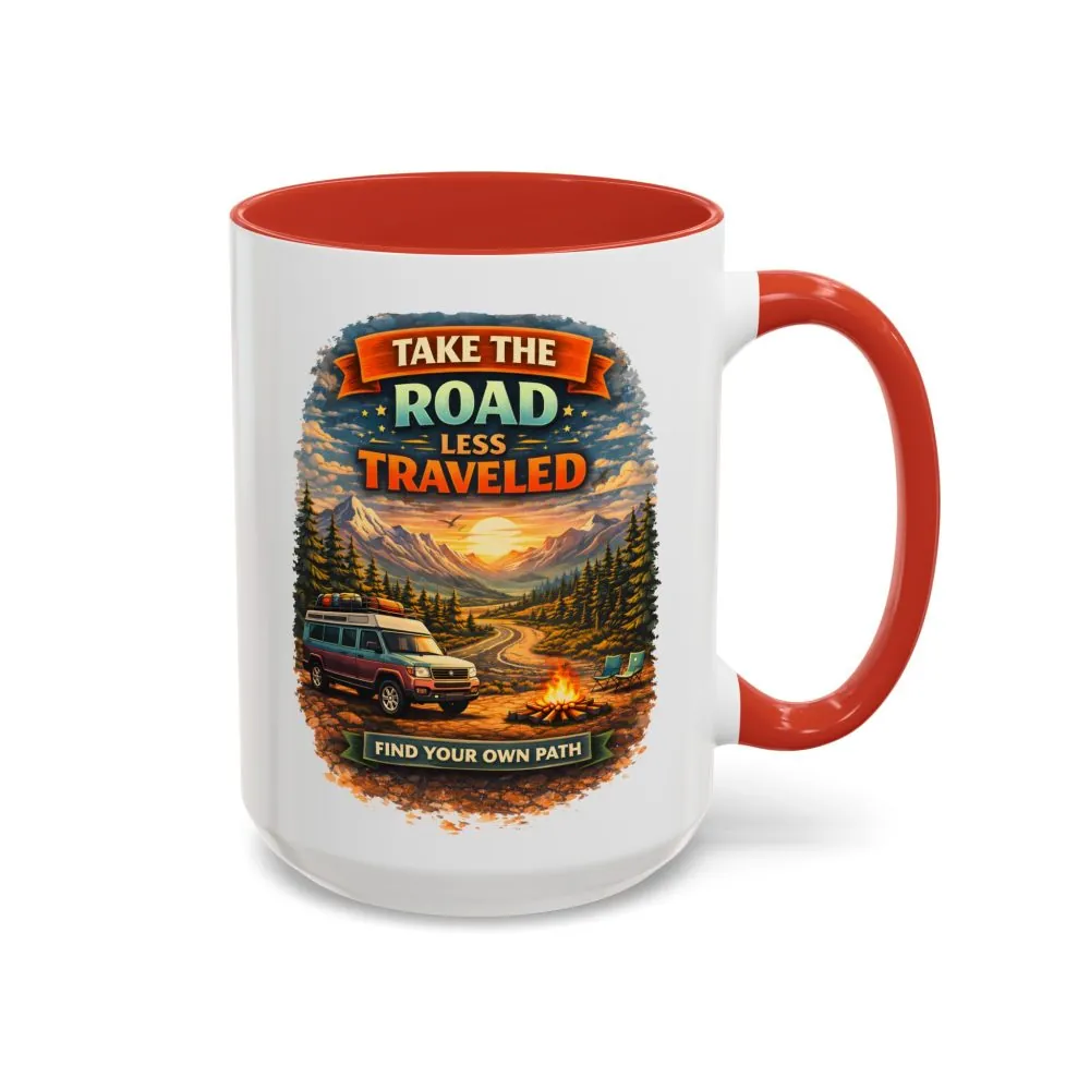 4114810518206298952_2048.jpeg Accent Coffee Mug (11, 15oz) — "Take The Road Less Traveled" Design Scenic-Line