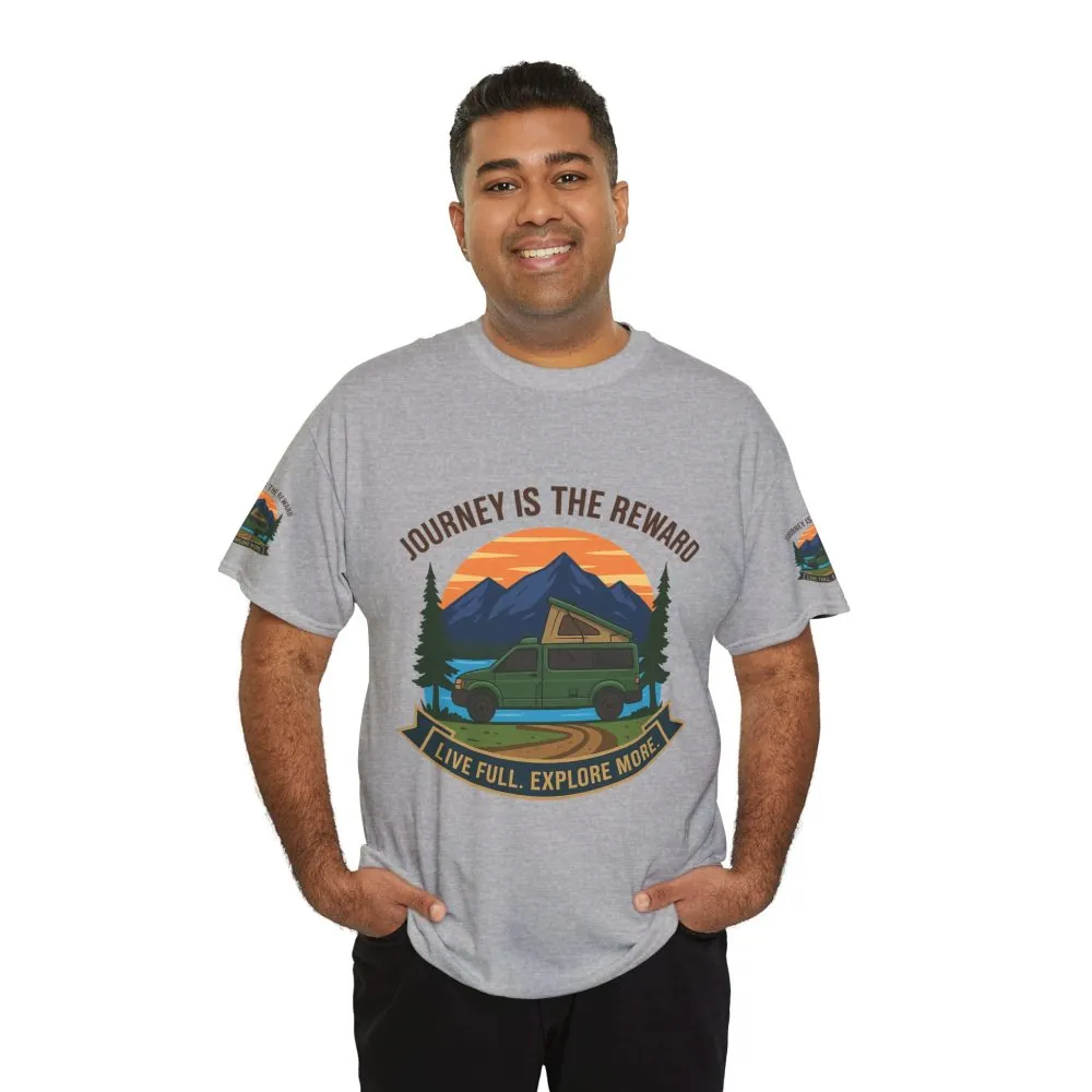 4124870205920210077_2048.jpeg Unisex Heavy Cotton Tee — "Journey Is The Reward Tee" Adventure Camper Van Graphic T-Shirt