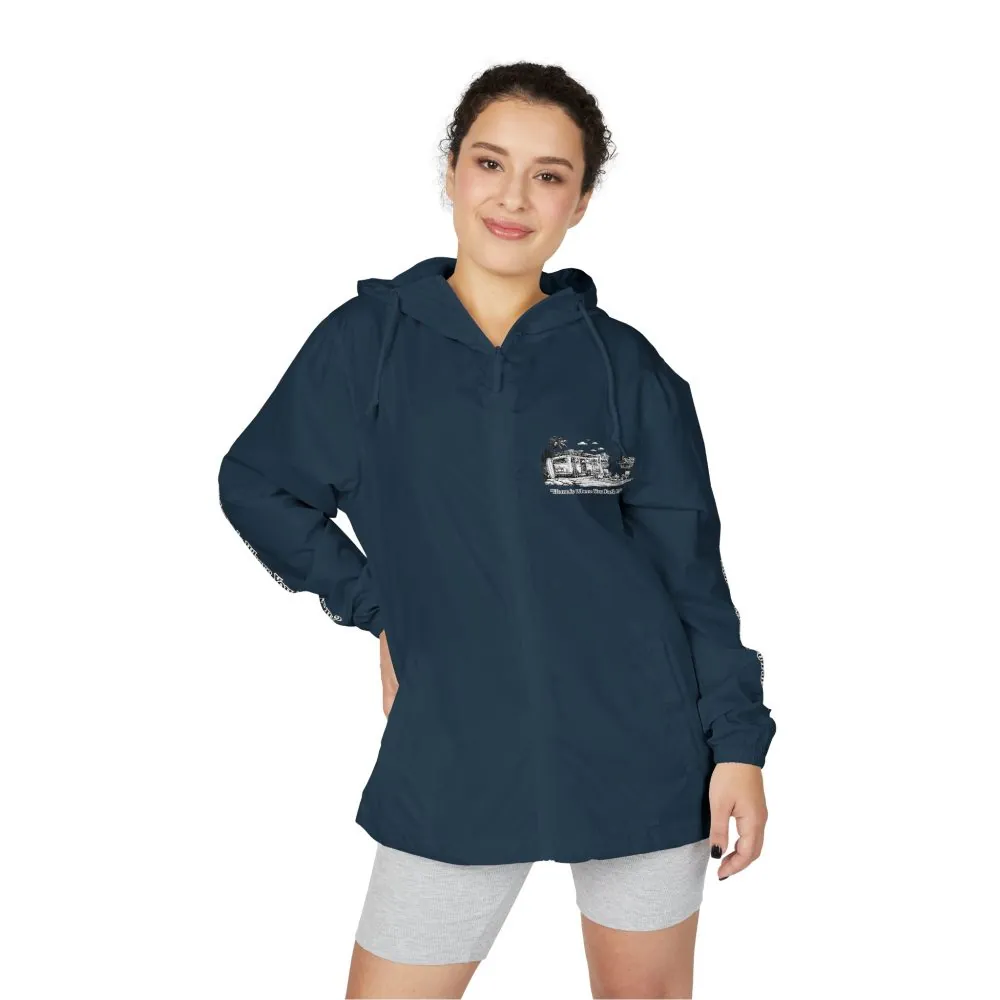 Unisex Full-Zip Windbreaker Jacket — "Home Is Where You Park It" (Design "Minimal-Line")