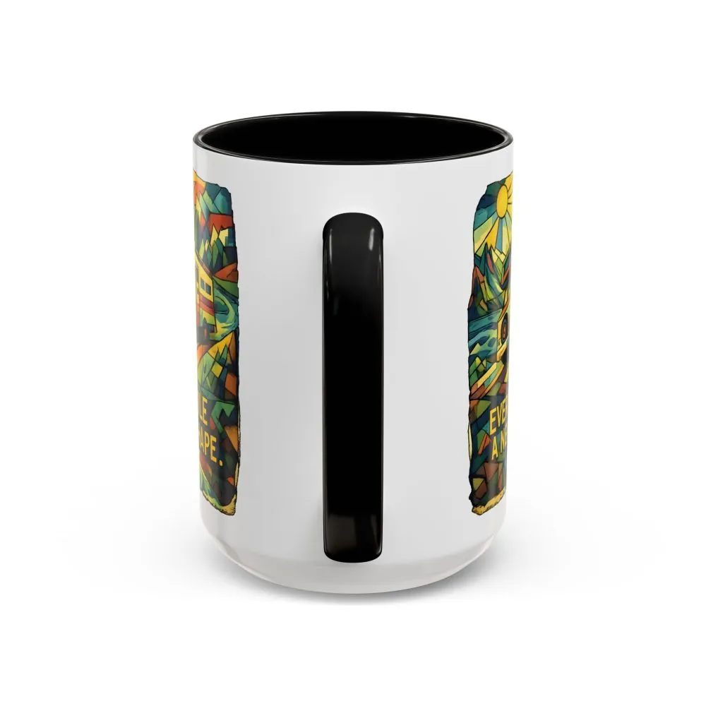 Accent Coffee Mug (11, 15oz) — "Every Mile A New Shape" Design Cubic-Line