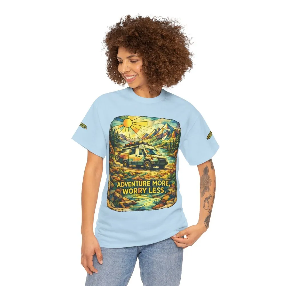 4135527586113863738_2048.jpeg Unisex Heavy Cotton Tee — "Adventure More Worry Less" Design Cubic-Line