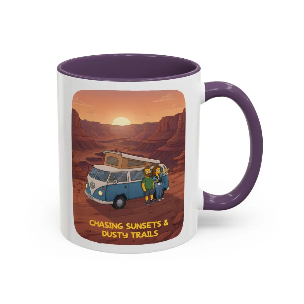 4141884033454910249_2048.jpeg Accent Coffee Mug (11, 15oz) — "Chasing Sunsets And Dusty Trails" Design Sitcom-Line