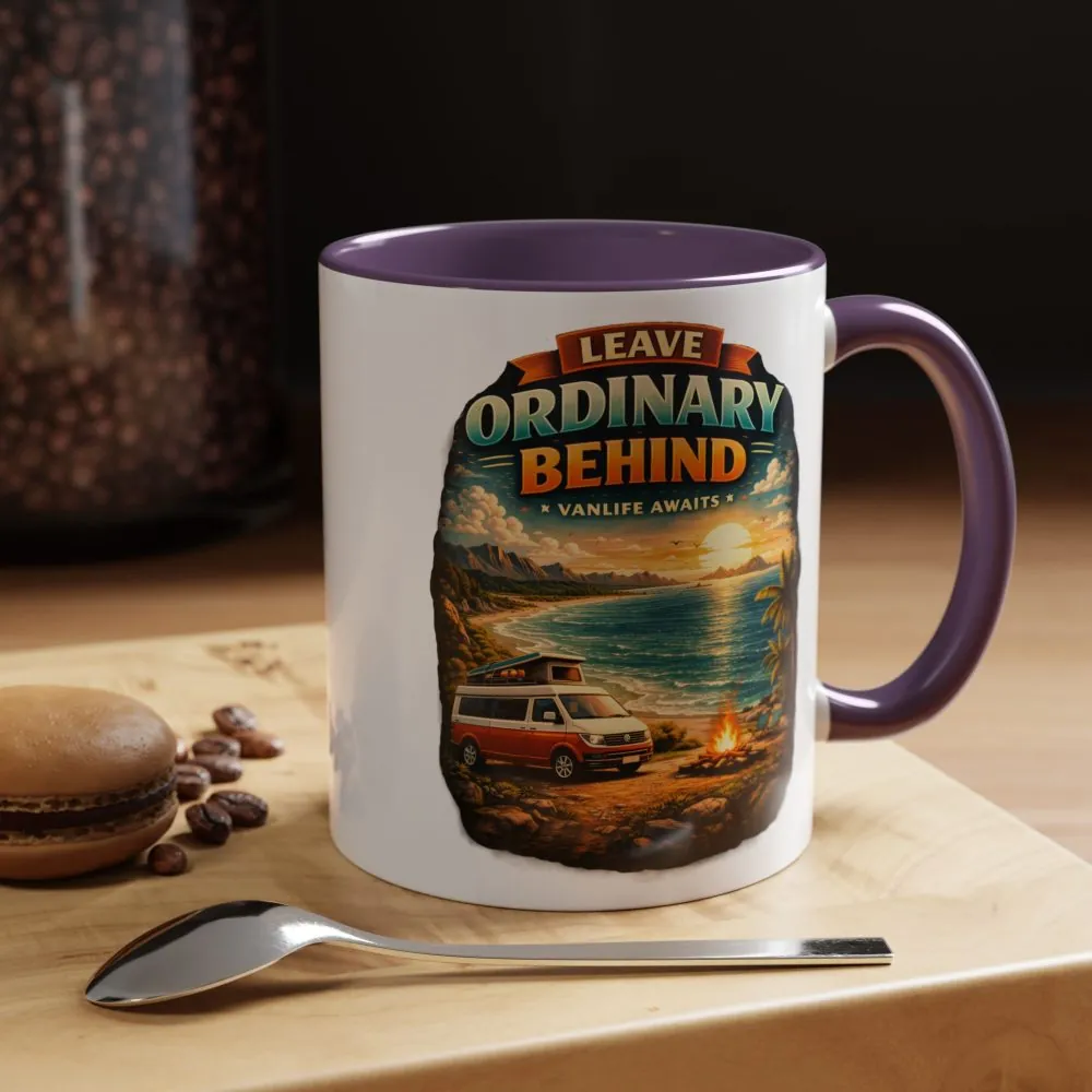 Accent Coffee Mug (11, 15oz) — "Leave Ordinary Behind" Design Scenic-Line