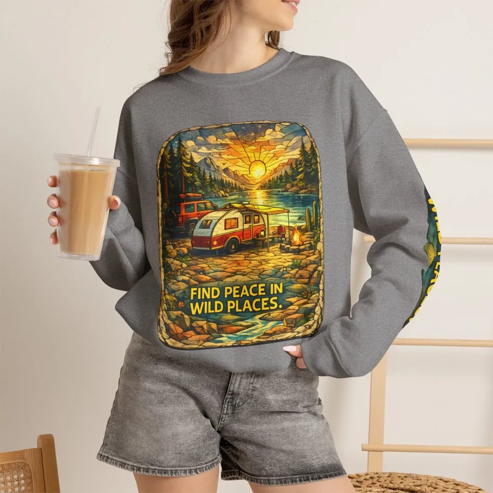 4148288803307356143_2048.jpeg Unisex Heavy Blend™ Crewneck Sweatshirt — "Find Peace In Wild Places" Design Cubic-Line