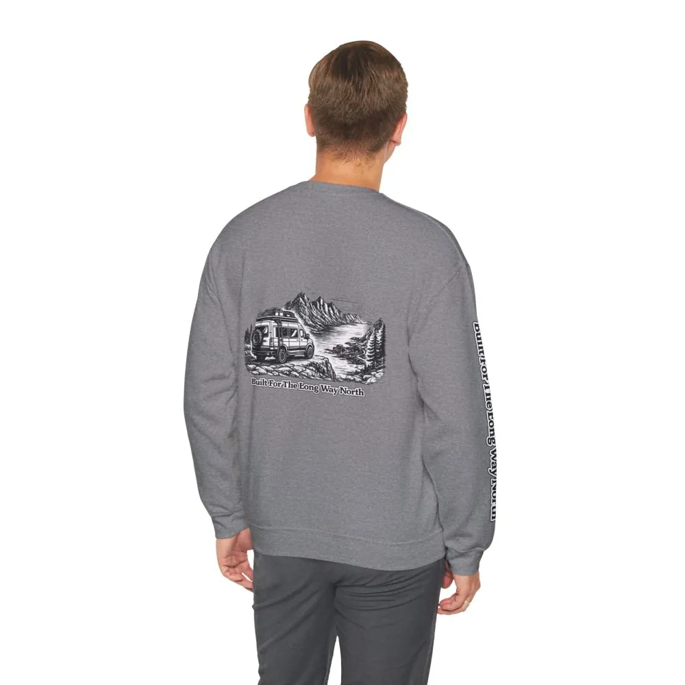 4185111860463464779_2048.jpeg Unisex Heavy Blend™ Crewneck Sweatshirt — "Built For The Long Way North" Design Minimal-Line