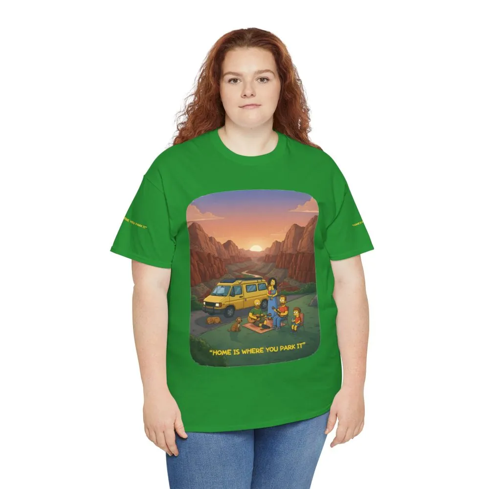 4197661643622553340_2048.jpeg Unisex Heavy Cotton Tee — "Home Is Where You Park It" Design Sitcom-Line