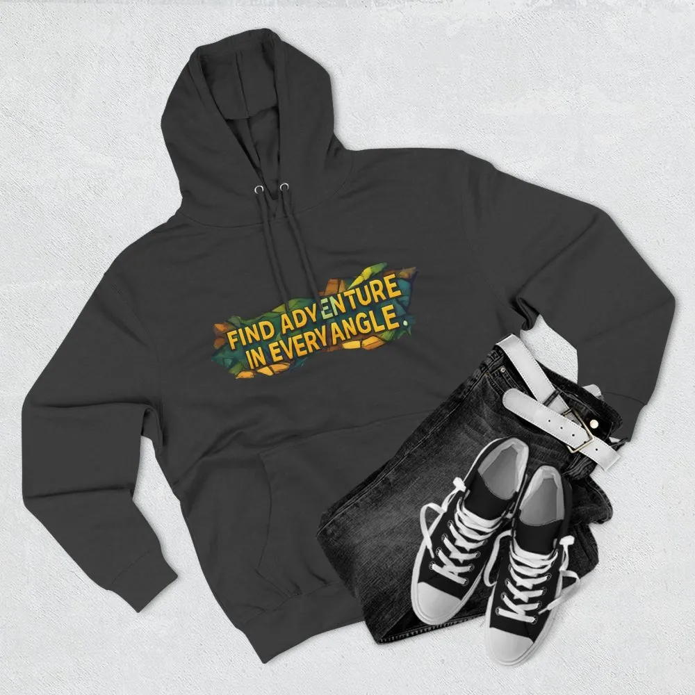 4205846070460982899_2048.jpeg Three-Panel Fleece Hoodie - "Find Adventure In Every Corner" Design Cubic-Line