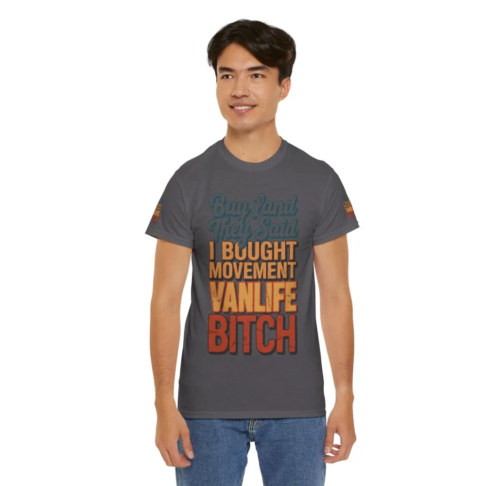 Unisex Heavy Cotton Tee — "Buy Land They Said" Design F**K-Line