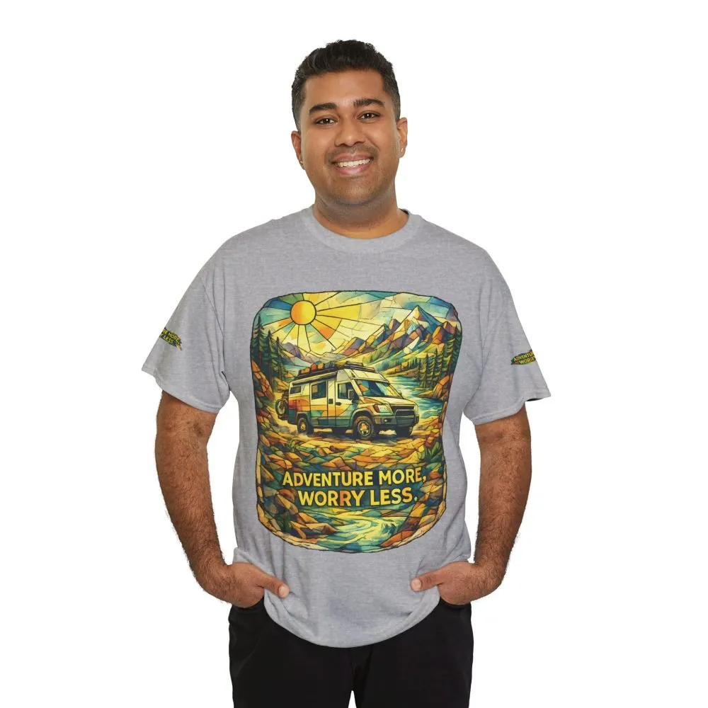 4210922196109227452_2048.jpeg Unisex Heavy Cotton Tee — "Adventure More Worry Less" Design Cubic-Line