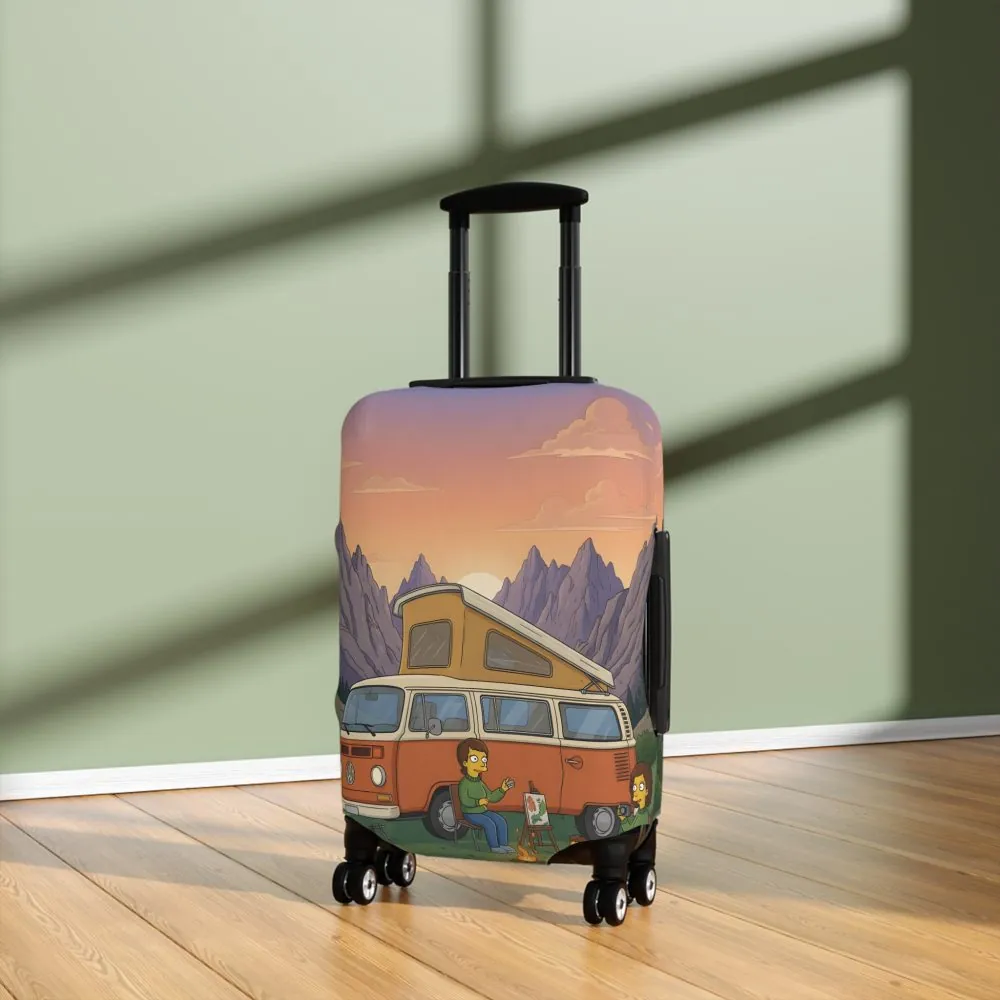 Luggage Cover — Adventure Camper Sketch Travel Suitcase(Design Sitcom-Line)