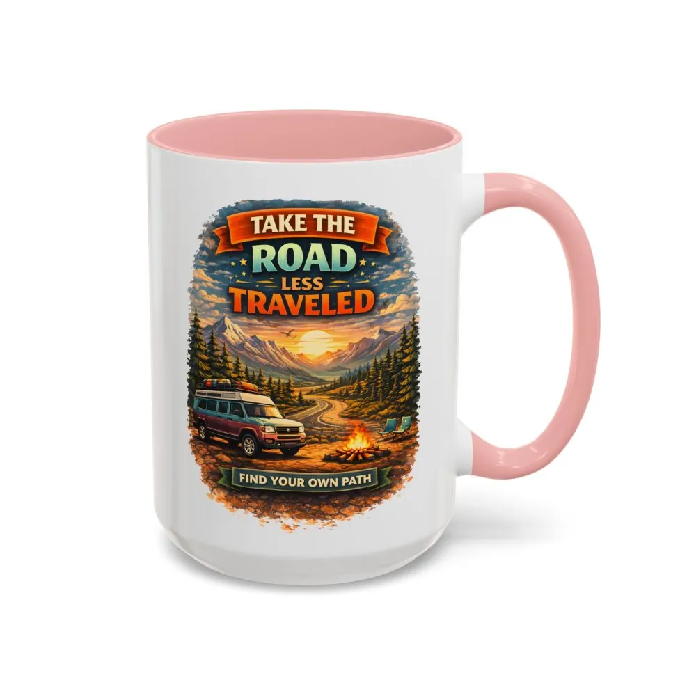 4237361295952478093_2048.jpeg Accent Coffee Mug (11, 15oz) — "Take The Road Less Traveled" Design Scenic-Line
