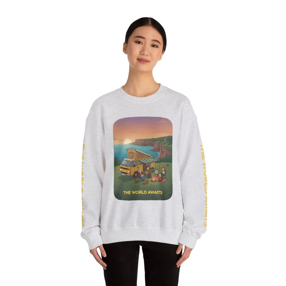 4241025999624563452_2048.jpeg Unisex Heavy Blend™ Crewneck Sweatshirt — "The World Awaits" Design Sitcom-Line