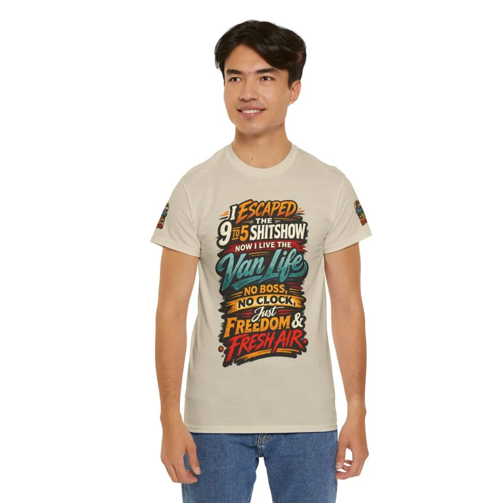 Unisex Heavy Cotton Tee — "I Escaped The 9 To 5" Design F**K-Line